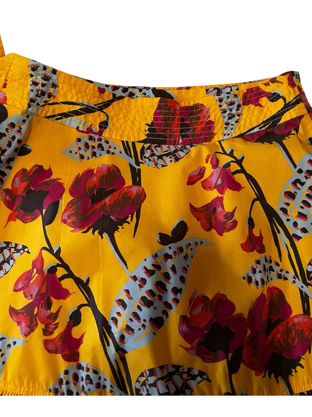 A.L.C. Hampton Yellow Floral Print Poplin Wrap Mini Skirt Sz 0 - Picture 2 of 12